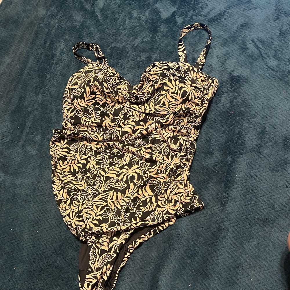 Floral Black and Cream Swimsuit